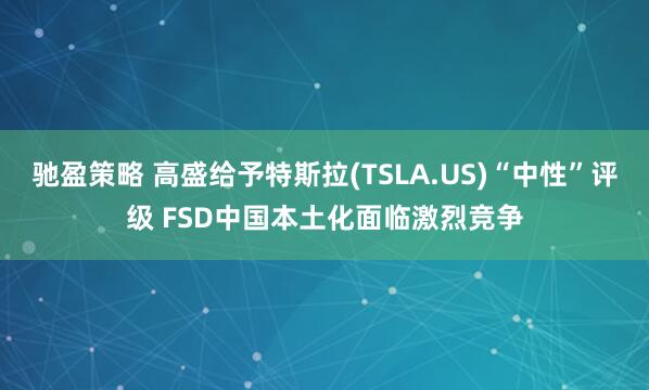 驰盈策略 高盛给予特斯拉(TSLA.US)“中性”评级 FSD中国本土化面临激烈竞争