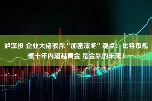 泸深投 企业大佬驳斥“加密凛冬”观点:比特币规模十年内超越黄金 是金融的未来!