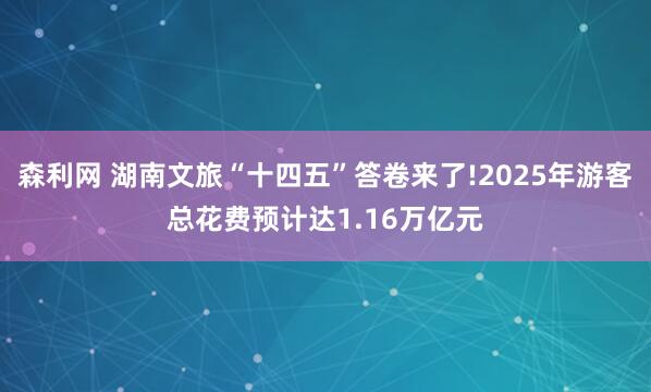 森利网 湖南文旅“十四五”答卷来了!2025年游客总花费预计达1.16万亿元